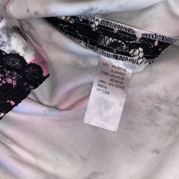 MAGGY LONDON Cocktail Dress Lace Detail Floral Print and Black Event Party Midi - Picture 7 of 9